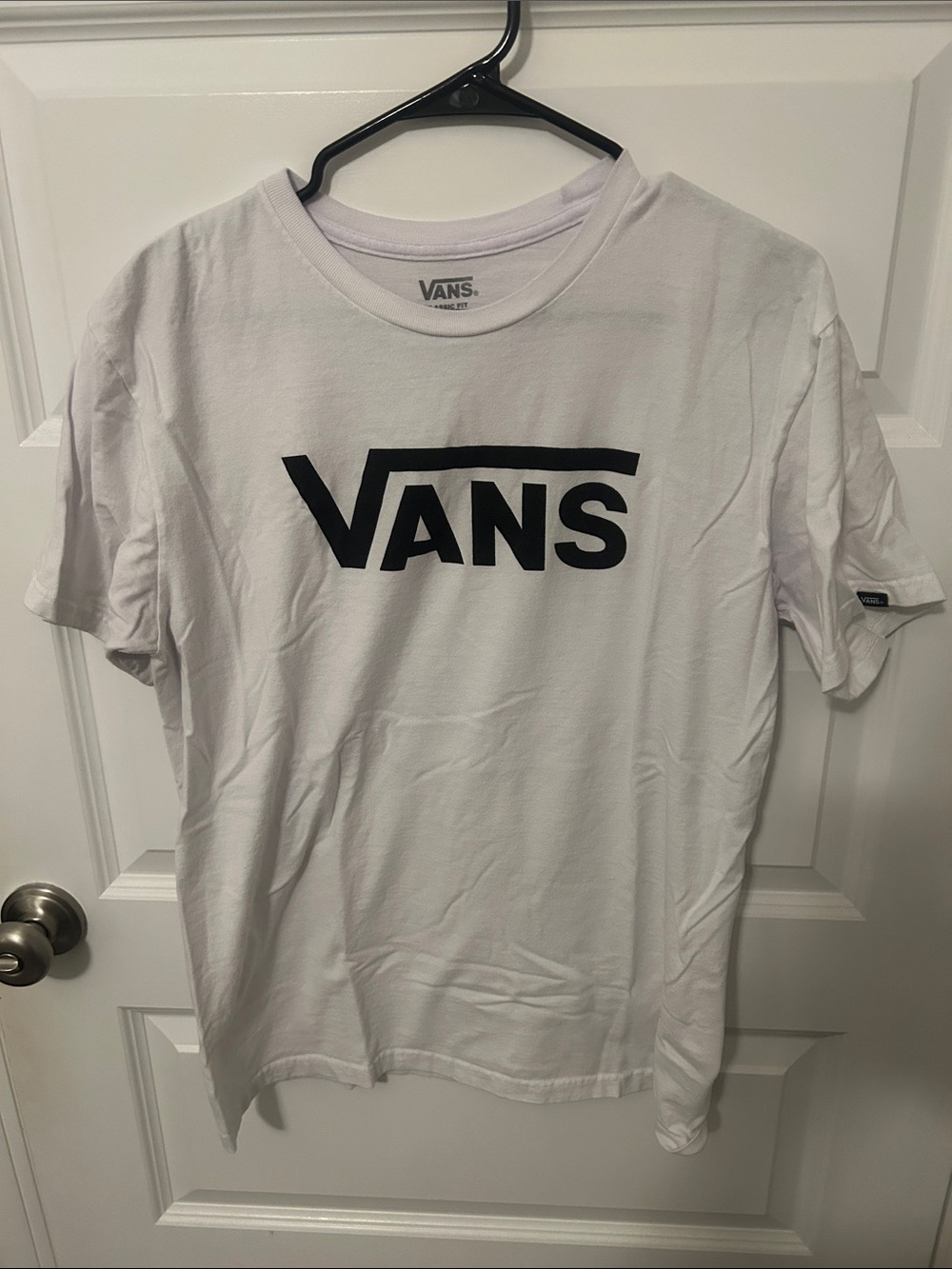 Vans White Short Sleeve T-Shirt with Black Logo